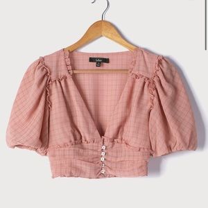 NWT Lulus Ruffled Puff Sleeve Crop Top in small